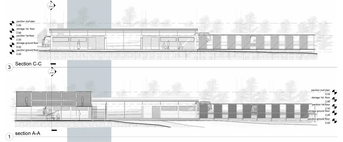 Sections A-A and C-C