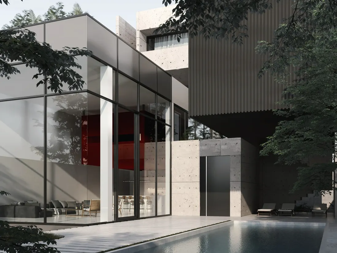 Glass box and pool