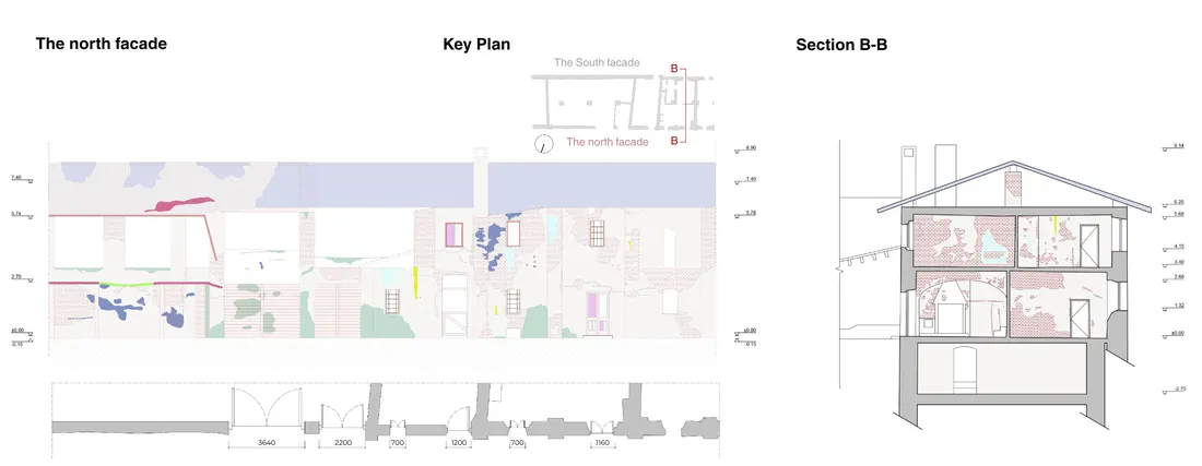North Façade Decay, Key Plan and Section B-B