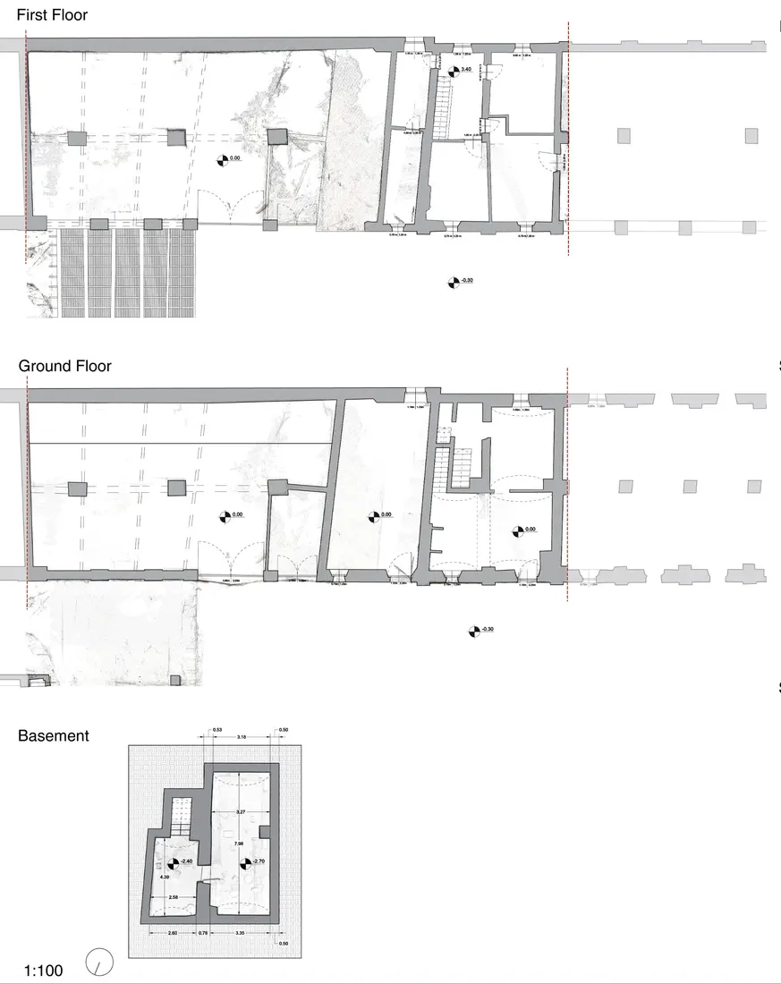 Survey Plans · First, Ground and Basement 1:100